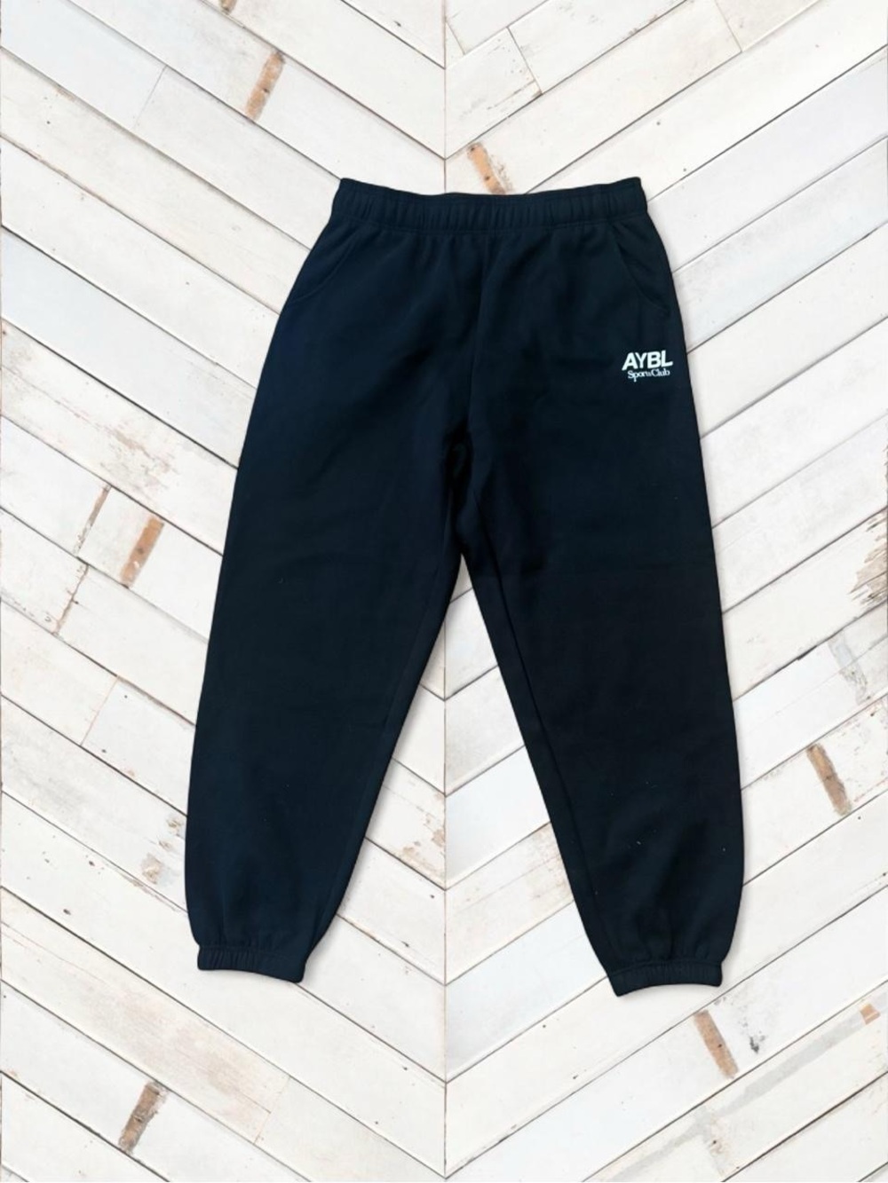 AYBL Black Jogger Sweatpants with White Logo